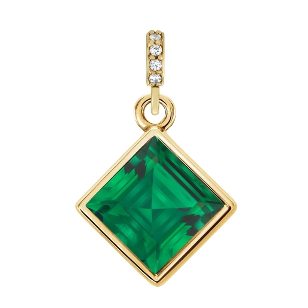Emerald Pendant - 14kt Solid Yellow Gold